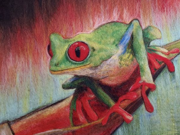 Tree Frog. Original felted picture.