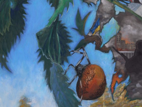 Creeping Up The Nettle. Original pastel surrealistic landscape painting.